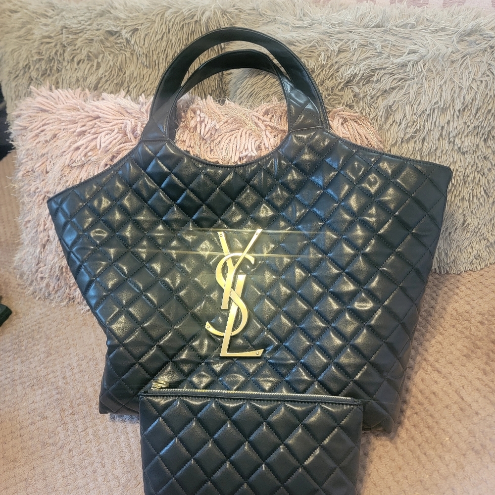 Black quilted YSL tote